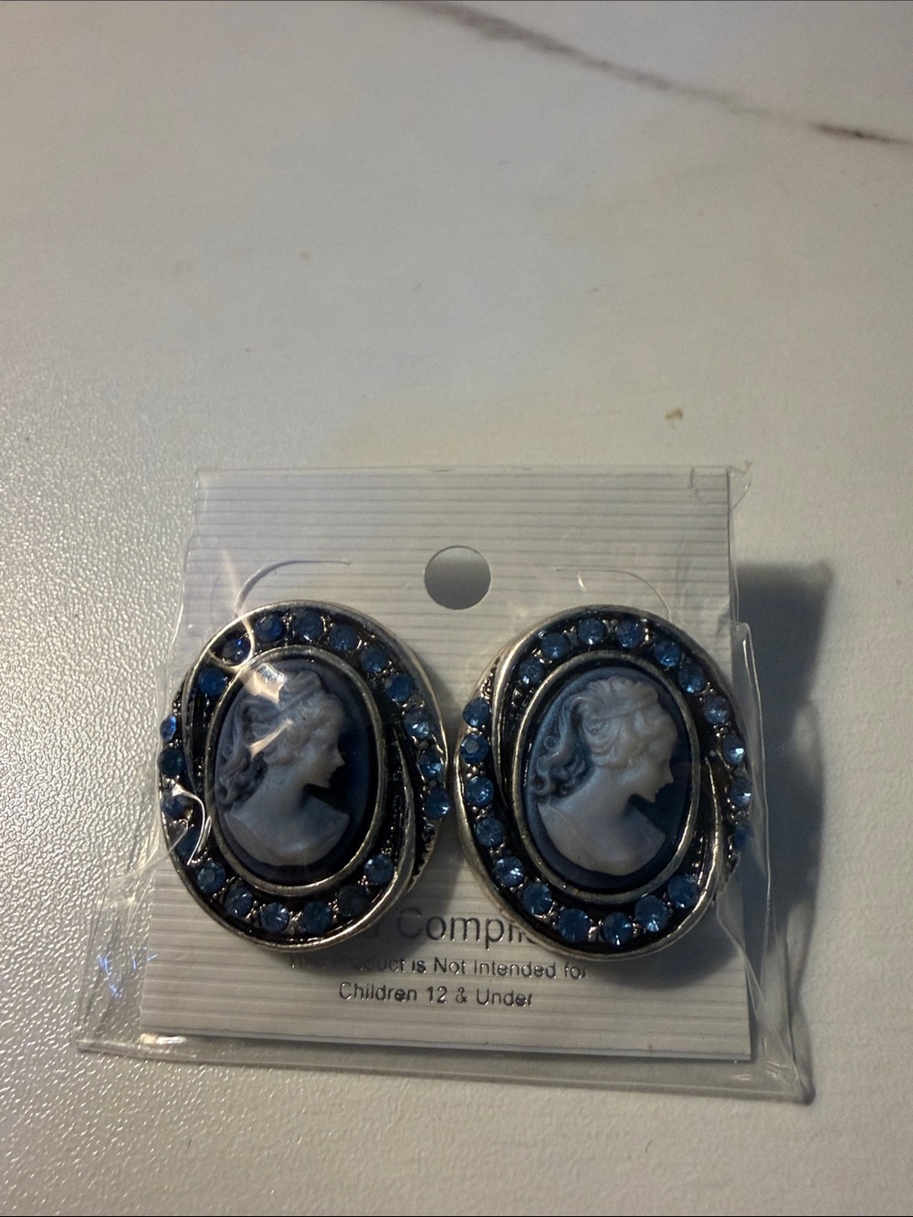 Vintage-Inspired Blue Cameo Earrings
